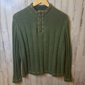 Woolrich Women's “Moss Heather” Zip-Up Sweater